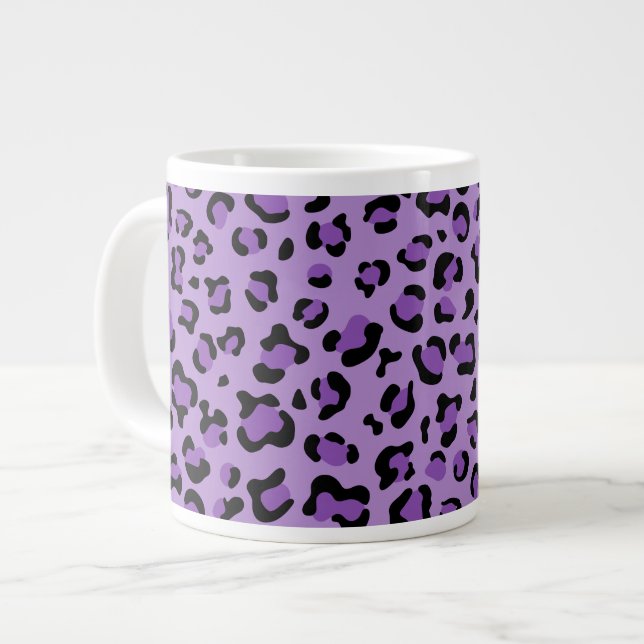 Grande Tasse Leopard Print, Léopard Spots, Purple Leopard (Devant gauche)