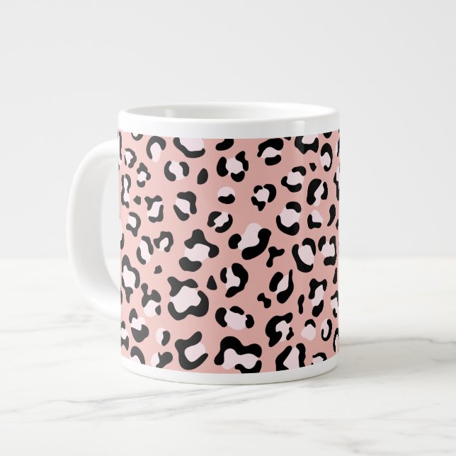 Grande Tasse Léopard Print, Léopard Spots, Rose Léopard (Devant gauche)