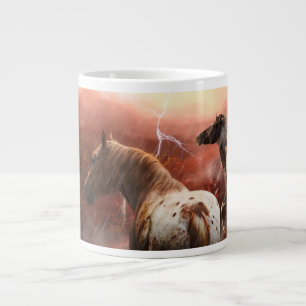 GRANDE TASSE LES CHEVAUX SAUVAGES DÉSERTENT LA TEMPÊTE