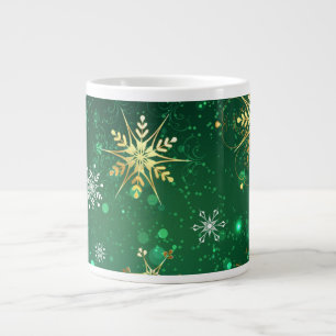 Grande Tasse Les flocons dorés de Noël sur l'Arrière - plan ver