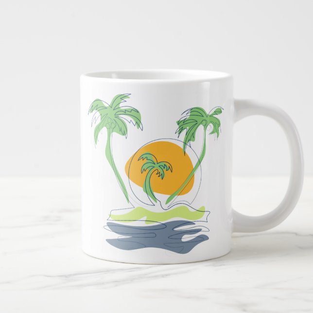 Grande Tasse Les paysages de plage tropicaux de l'île. Palmier  (Droite)