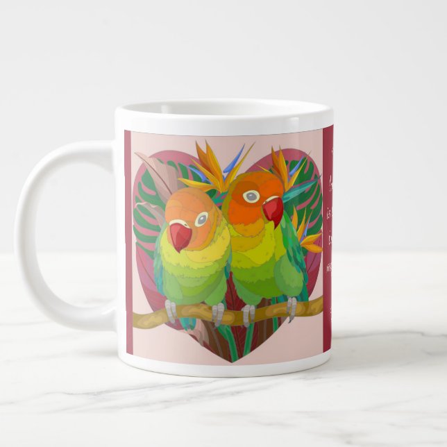 Grande Tasse Les perroquets dans le coeur ; notre histoire d'am (Gauche)