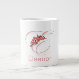 Grande Tasse Lettre florale Monogramme moderne Café initial Mug