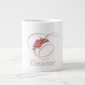Grande Tasse Lettre florale Monogramme moderne Café initial Mug