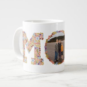 Grande Tasse Lettre florale Mug photo de la Fête des Mères de M