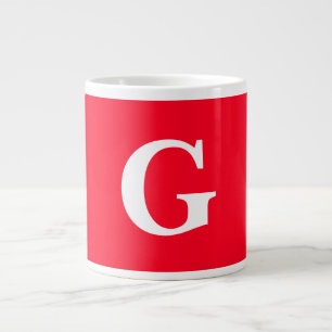 Grande Tasse Lettre initiale Monogramme Rouge Blanc Plaine Simp