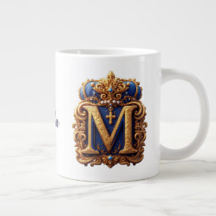 Grande Tasse 👑 Lettre M Monogramme Or Personnalisée