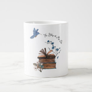 Grande Tasse L'histoire de ma vie, Oiseau bleu et fleurs