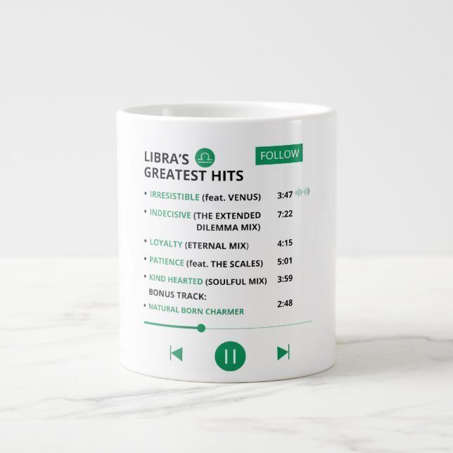 Grande Tasse Libra Chanson Playlist Spécialité Mug (Devant)
