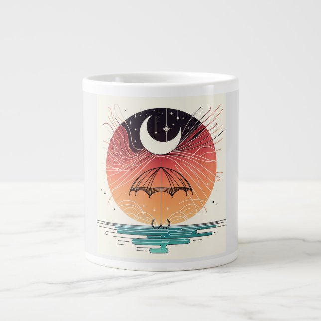 Grande Tasse Ligne Boho Surreal Moon & Umrella (Devant)