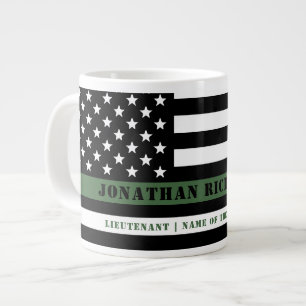 Grande Tasse Ligne verte mince personnalisée USA Drapeau Milita