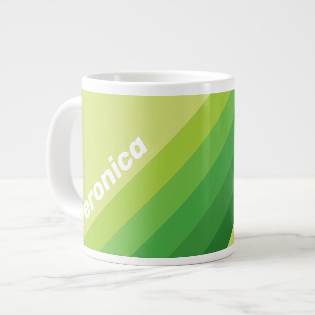 Grande Tasse Lily Pad Green Stripes with Name (Devant gauche)