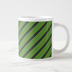 Grande Tasse Lime vert et charbon de bois cinq bandes motif
