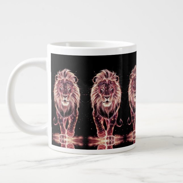 Grande Tasse Lion majestueux dans l'art filaire brillant (Gauche)