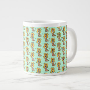 Grande Tasse lion mignon dessin animé enfants rétro safari jung