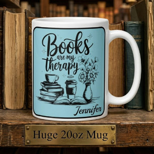 Grande Tasse Livres Personnalisés Sont Ma Thérapie Bookworms Bl