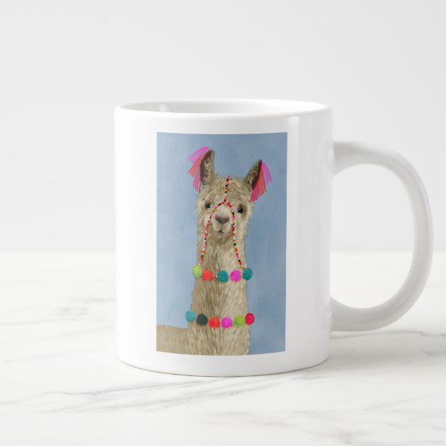 Grande Tasse Llama ornée - Beige (Droite)