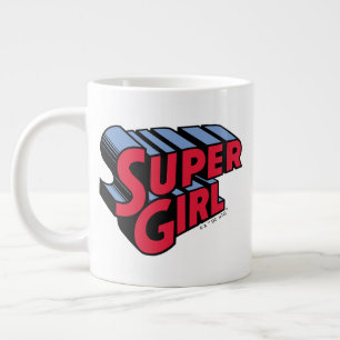 Grande Tasse Logo du nom empilé de la superfille rouge et bleue