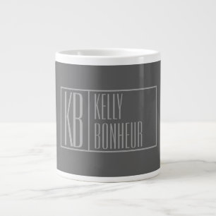 Grande Tasse Logo moderne, gris sur gris foncé, initiales et no