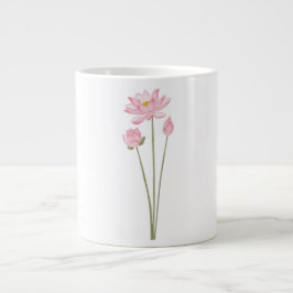 Grande Tasse Lotus Flowers Botanical Illustration Coffee Mug