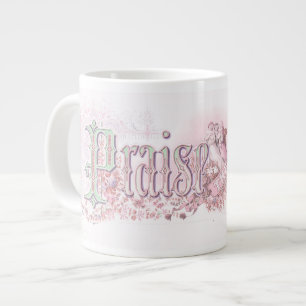 Grande Tasse "Louez Le Seigneur" pastel rose et vert