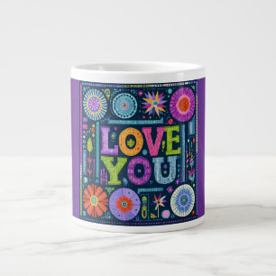 Grande Tasse Love You, design vintage coloré,