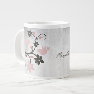 Grande Tasse Lovebirds rose Personnalisé Géant Mug de café