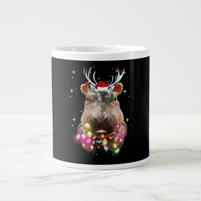 Grande Tasse Lumières de Noël Hippo Fiona Hippopotamus Lover (Devant)