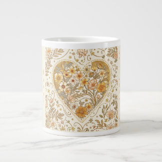Grande Tasse Luxury, , Beigi Gold Yellow ,Love Heart Flowers