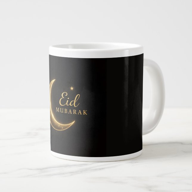 Grande Tasse Luxury Gold Crescent Eid Mubarak Mug – Modern Isla (Devant droit)