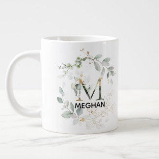 Grande Tasse M Monogramme initial Mug vert avec nom