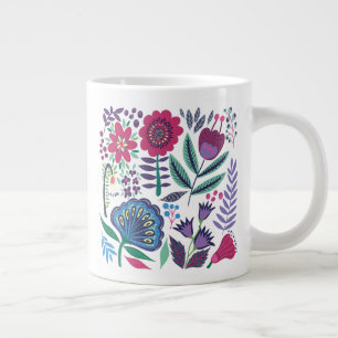 Grande Tasse Magenta Folk Art Floral