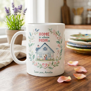 Grande Tasse Maison à l'aquarelle est où Maman est Nom personna