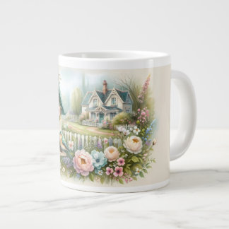 Grande Tasse Maisonnette oiseau avec jardin floral dans le styl