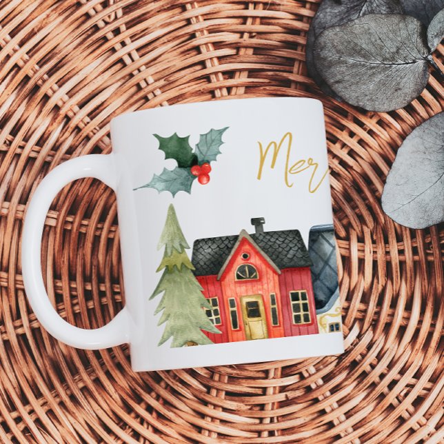 Grande Tasse Maisons de vacances avec nom Joyeux Noël (Créateur téléchargé)