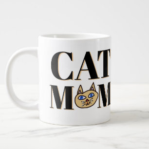 Grande Tasse Maman Chat Tête de Chat Personnaliser Nom