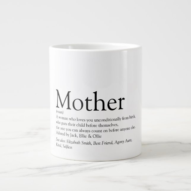Grande Tasse Maman Mère Définition Citation Amusante Noir Et Bl (Devant)