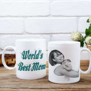 Grande Tasse Maman Photo typographie verte Fête des mères