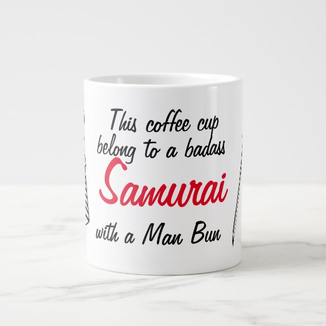Grande Tasse Man Bun Samurai Humour Mug (Devant)
