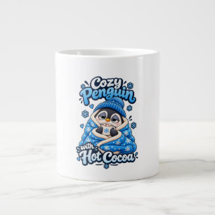 Grande Tasse Manchot Cozy avec Chocolat Chaud – Flocon de Neige