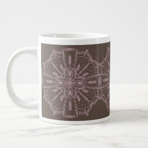 Grande Tasse Mandala Floral Bohème Rose Pâle Brun Art