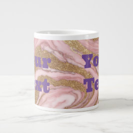 Grande Tasse Marbre rose or Luxe Texte personnalisé Jumbo Mug