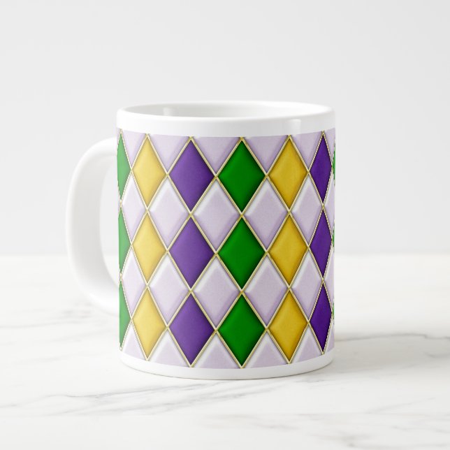 Grande Tasse Mardi Gras Mardi Gras Arlequin Motif Mug violet ve (Devant gauche)