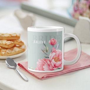 Grande Tasse Mariage & Aïd   Mug géant Rose Pivoine et Vert Sau