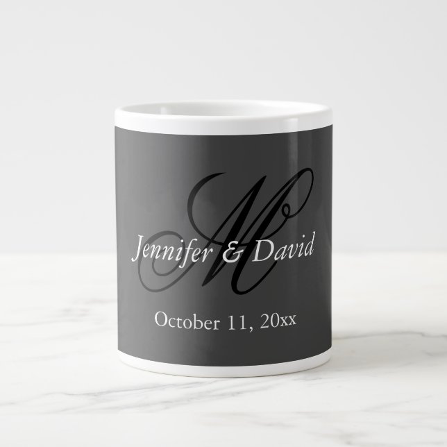 Grande Tasse Mariage de monogramme de calligraphie attirant (Devant)
