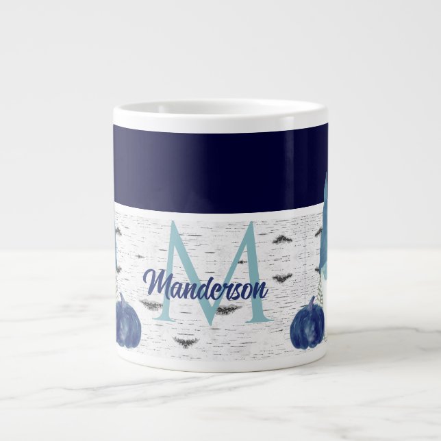 Grande Tasse Marine Dusty Blue Citrouille Gnomes Aspen Rustic H (Devant)