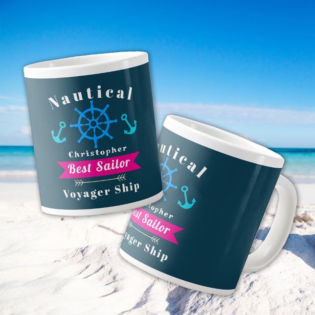Grande Tasse Marine Nautique (Nautical Best Sailor Navy Mug.)