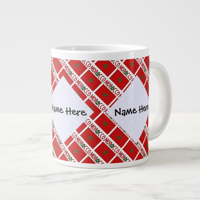 Grande Tasse Maroc Marocain Drapeau Carrelé Personnalisé (Devant droit)