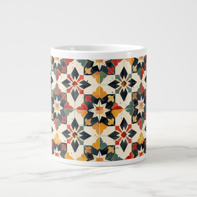 Grande Tasse Marocain Zellij Rouge Jaune et Vert (Devant)