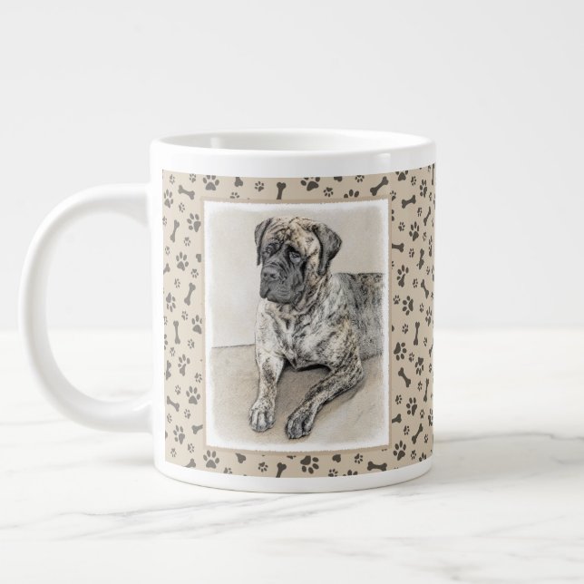 Grande Tasse Mastiff anglais (Brindle) Peinture - Chien Art (Gauche)